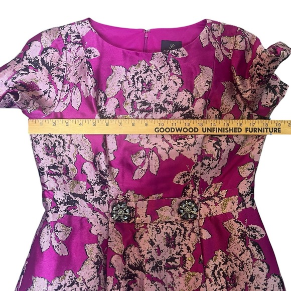 Adrianna Papell Womens Dress Sz 8 Pink Brocade Special Occasion Event Flattering - Picture 6 of 15